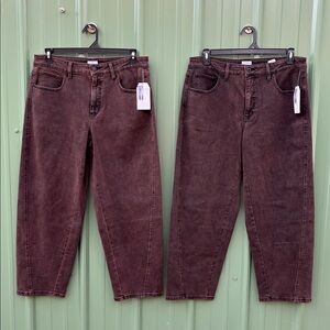 Women's High Rise Barrel Jeans Pants Denim Size 16